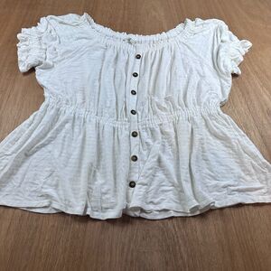 Cato White Off Shoulder Peasant Top Women’s 18/20W Boho Button Front Stretch